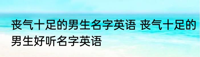 丧气十足的男生名字英语 丧气十足的男生好听名字英语
