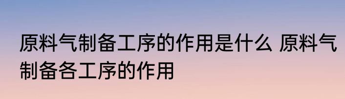 原料气制备工序的作用是什么 原料气制备各工序的作用
