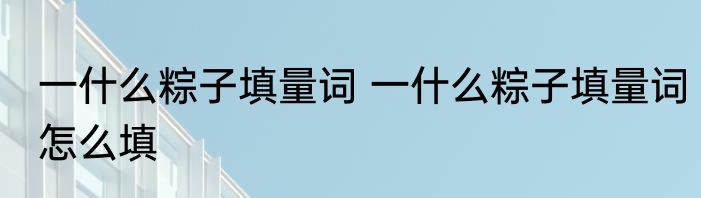 一什么粽子填量词 一什么粽子填量词怎么填