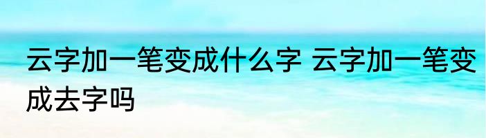 云字加一笔变成什么字 云字加一笔变成去字吗