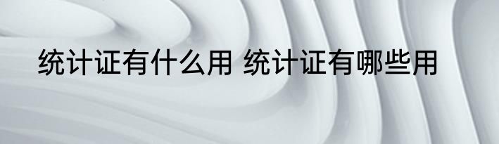 统计证有什么用 统计证有哪些用