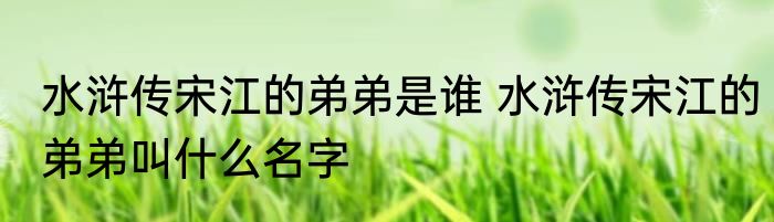 水浒传宋江的弟弟是谁 水浒传宋江的弟弟叫什么名字