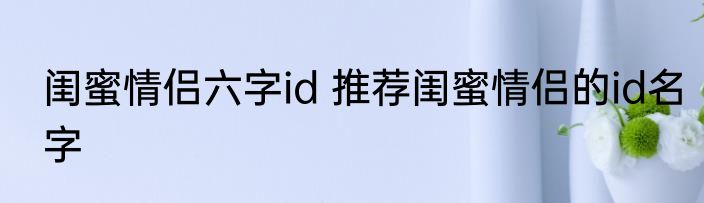 闺蜜情侣六字id 推荐闺蜜情侣的id名字