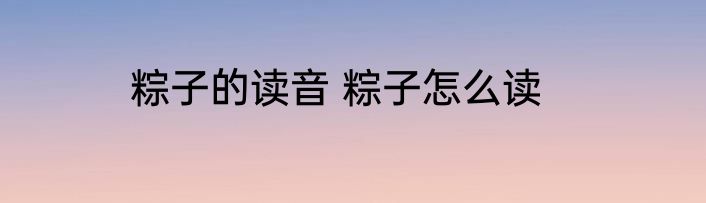 粽子的读音 粽子怎么读