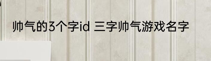 帅气的3个字id 三字帅气游戏名字