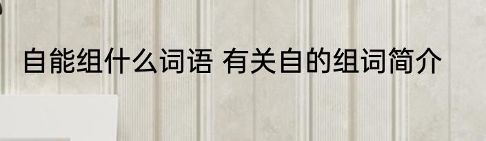 自能组什么词语 有关自的组词简介