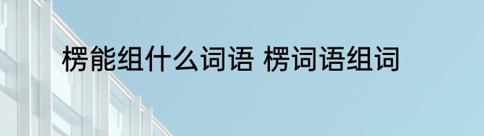 楞能组什么词语 楞词语组词