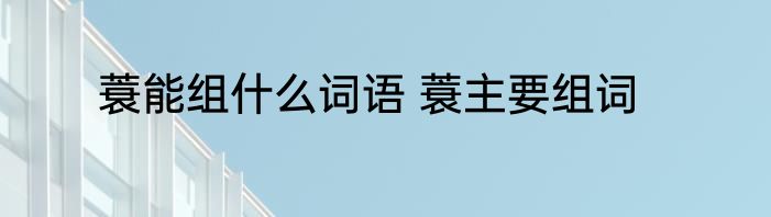 蓑能组什么词语 蓑主要组词