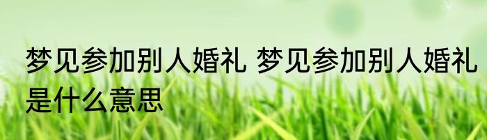 梦见参加别人婚礼 梦见参加别人婚礼是什么意思