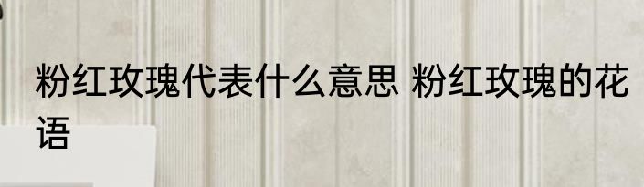 粉红玫瑰代表什么意思 粉红玫瑰的花语