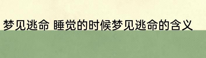 梦见逃命 睡觉的时候梦见逃命的含义