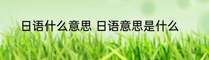 日语什么意思 日语意思是什么