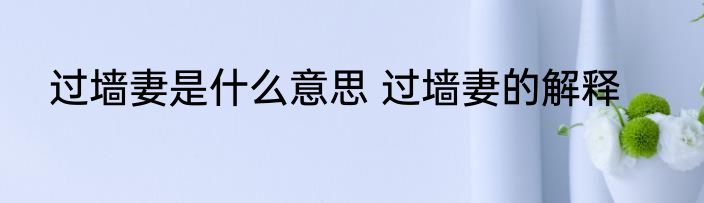 过墙妻是什么意思 过墙妻的解释