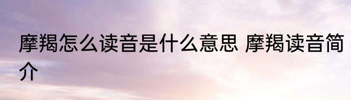 摩羯怎么读音是什么意思 摩羯读音简介