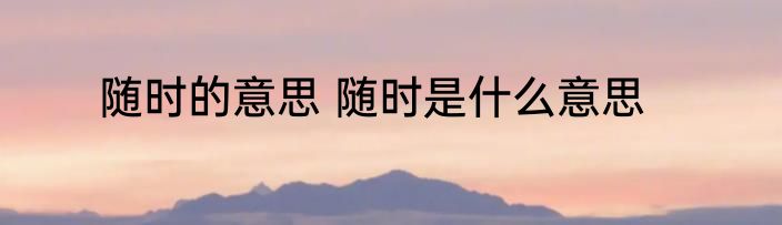 随时的意思 随时是什么意思