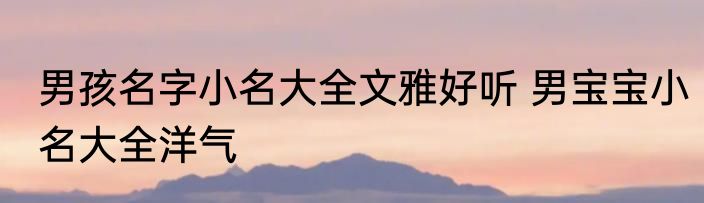 男孩名字小名大全文雅好听 男宝宝小名大全洋气