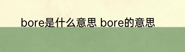 bore是什么意思 bore的意思