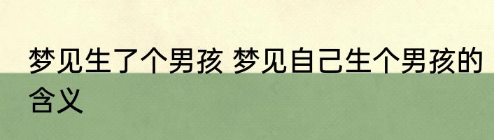 梦见生了个男孩 梦见自己生个男孩的含义