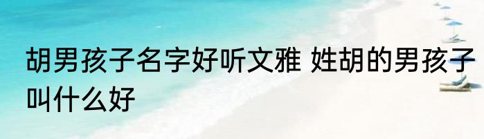 胡男孩子名字好听文雅 姓胡的男孩子叫什么好