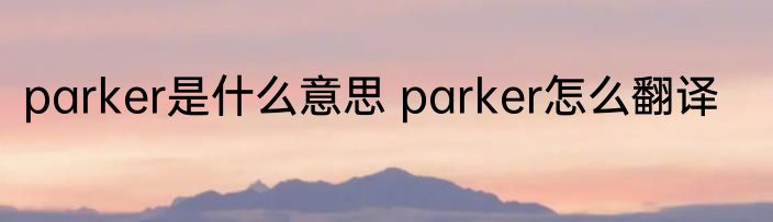 parker是什么意思 parker怎么翻译