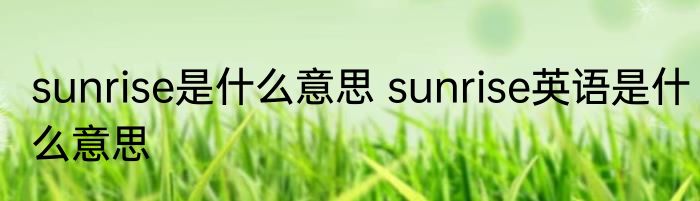 sunrise是什么意思 sunrise英语是什么意思
