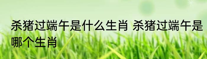 杀猪过端午是什么生肖 杀猪过端午是哪个生肖