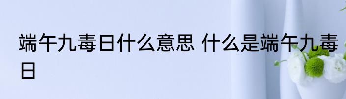 端午九毒日什么意思 什么是端午九毒日