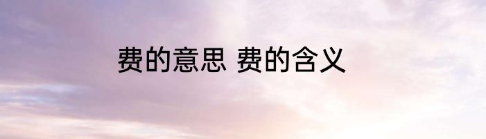 费的意思 费的含义