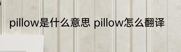 pillow是什么意思 pillow怎么翻译