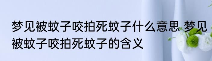 梦见被蚊子咬拍死蚊子什么意思 梦见被蚊子咬拍死蚊子的含义