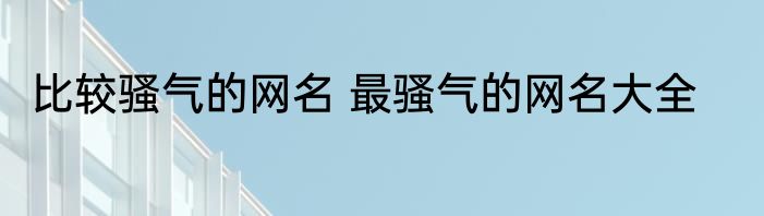 比较骚气的网名 最骚气的网名大全