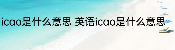 icao是什么意思 英语icao是什么意思