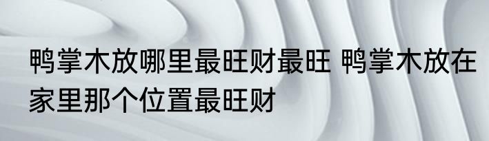 鸭掌木放哪里最旺财最旺 鸭掌木放在家里那个位置最旺财