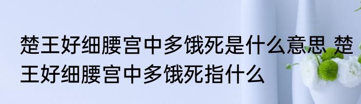 楚王好细腰宫中多饿死是什么意思 楚王好细腰宫中多饿死指什么