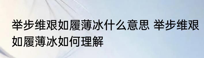 举步维艰如履薄冰什么意思 举步维艰如履薄冰如何理解