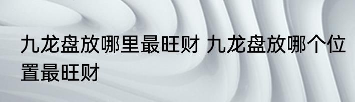 九龙盘放哪里最旺财 九龙盘放哪个位置最旺财