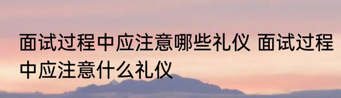 面试过程中应注意哪些礼仪 面试过程中应注意什么礼仪