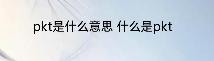 pkt是什么意思 什么是pkt