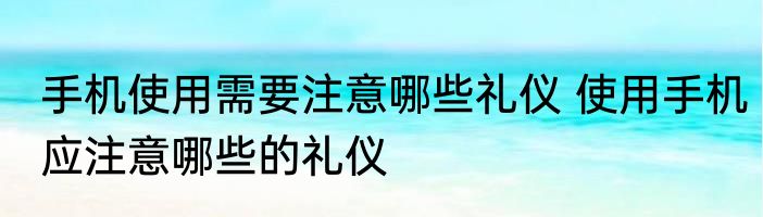 手机使用需要注意哪些礼仪 使用手机应注意哪些的礼仪
