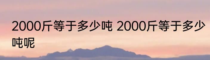 2000斤等于多少吨 2000斤等于多少吨呢