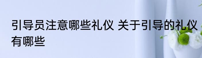 引导员注意哪些礼仪 关于引导的礼仪有哪些