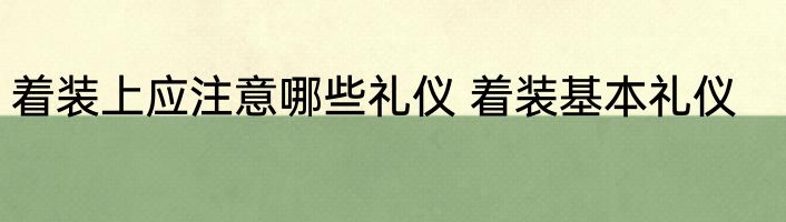 着装上应注意哪些礼仪 着装基本礼仪