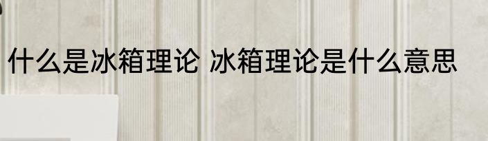 什么是冰箱理论 冰箱理论是什么意思