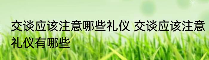 交谈应该注意哪些礼仪 交谈应该注意礼仪有哪些