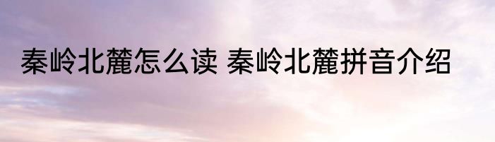 秦岭北麓怎么读 秦岭北麓拼音介绍