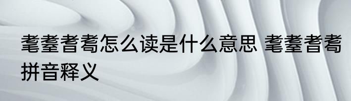耄耋耆耈怎么读是什么意思 耄耋耆耈拼音释义