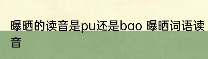 曝晒的读音是pu还是bao 曝晒词语读音
