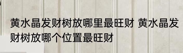 黄水晶发财树放哪里最旺财 黄水晶发财树放哪个位置最旺财