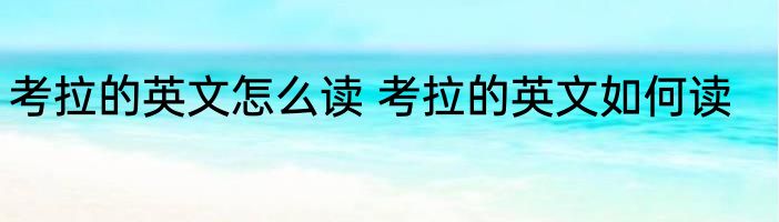考拉的英文怎么读 考拉的英文如何读