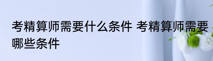 考精算师需要什么条件 考精算师需要哪些条件